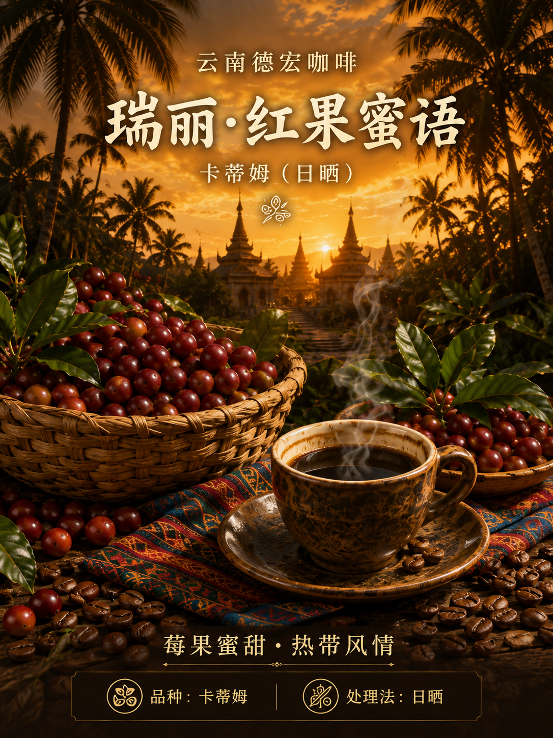 瑞丽·红果蜜语卡蒂姆日晒咖啡豆产品图